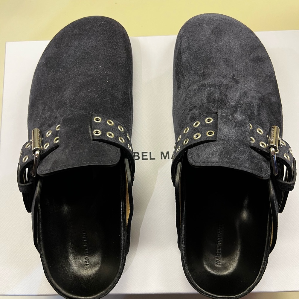 NWB Isabel Marant Mirvin Mule Slide Midnight Black Size 36 Retail $775 - Picture 6 of 10